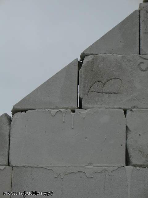 Pośpiech? Niedbalstwo? Ryszających się cegieł było wiele, przy ścinaniu wierzchołków wiele z nich zostawało mi rękach. Inaczej pewnie nie zwróciłbym na to uwagi.