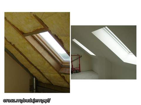 belki, które dekarze przybili miedzy krokwie wymusiła taką a nie inną zabudowę g-k wokół okna - górny i dolny 