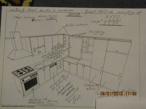 Macie tutaj wstępny projekt kuchennych mebli wraz z cenami po to abyście mogli sobie porównać jak to jest u was.