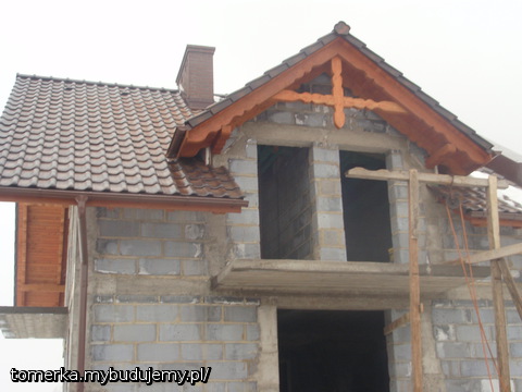 Daszek-widok na jaskółkę z przodu domku