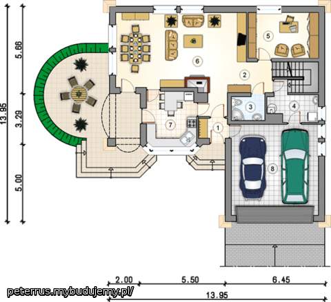 Rozplanowanie pomieszczeń na parterze wg oryginału