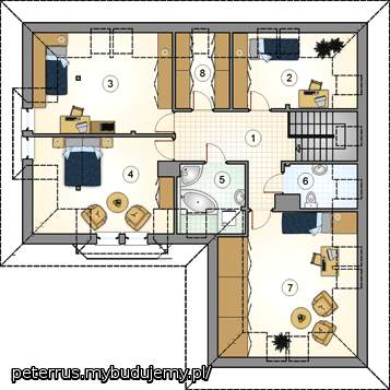 Rozplanowanie pomieszczeń na poddaszu wg oryginału