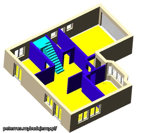 Widok 3D pomieszczeń na parterze