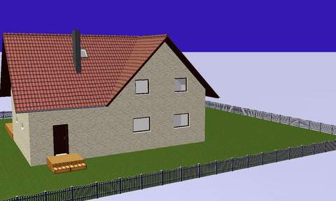 Tył domu. Drzwi od kotłowni